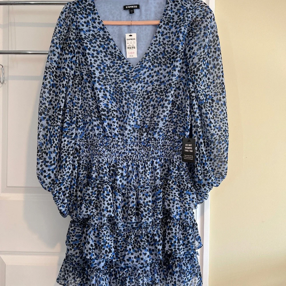 Express blue dress size L new with tags - Picture 1 of 5